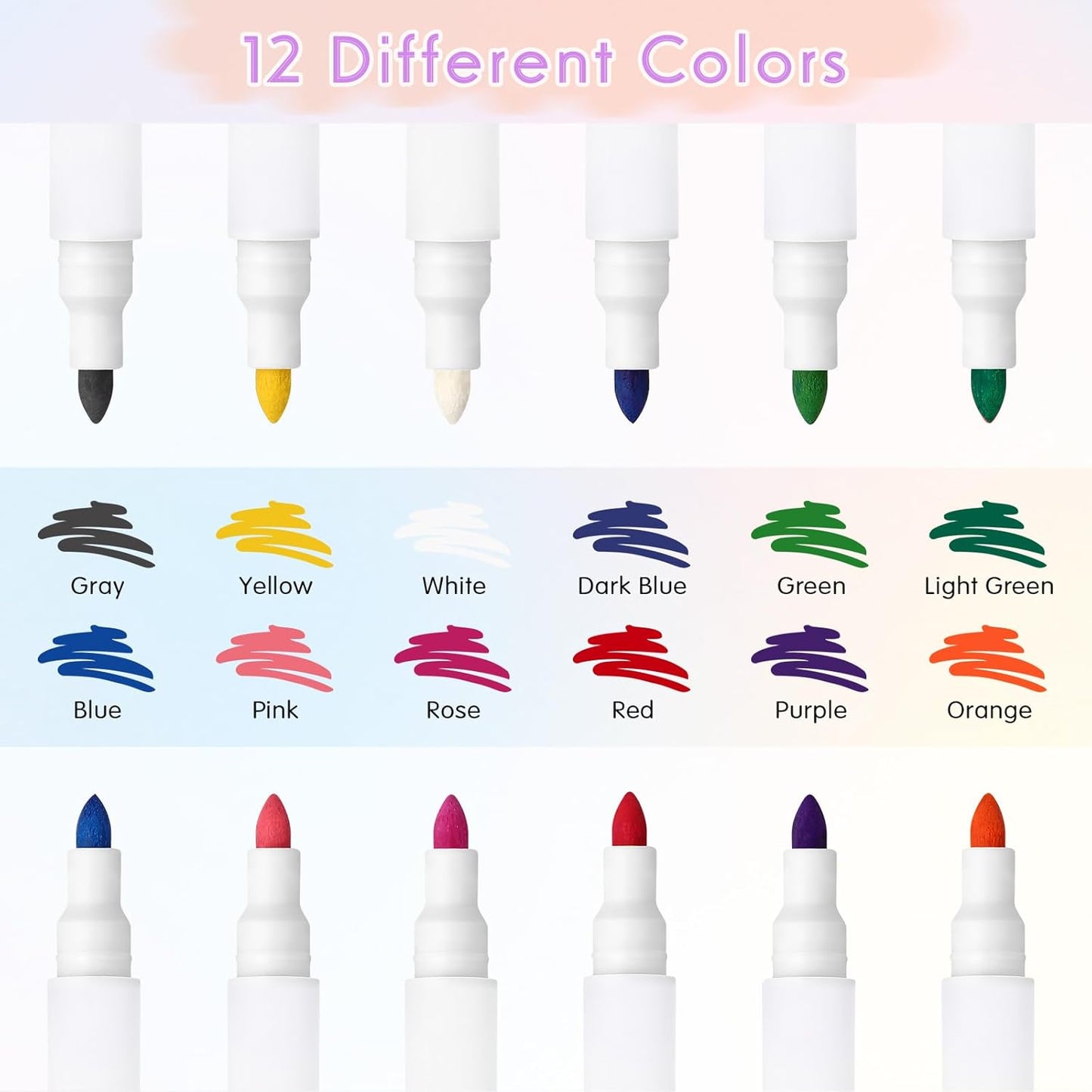 Skiennix Neon Dry Erase Markers - 12 Pcs Light-Up Acrylic Color Pens for LED Message Boards