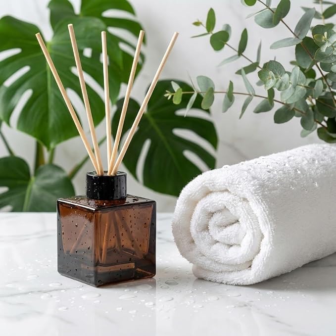 100ml 4pcs Reed Diffuser Bottles,Fragrance Diffuser Empty Bottle with 20pcs Reed Sticks for Home Fragrance Accessories and Women Gift Room,Home,Bathroom Decor