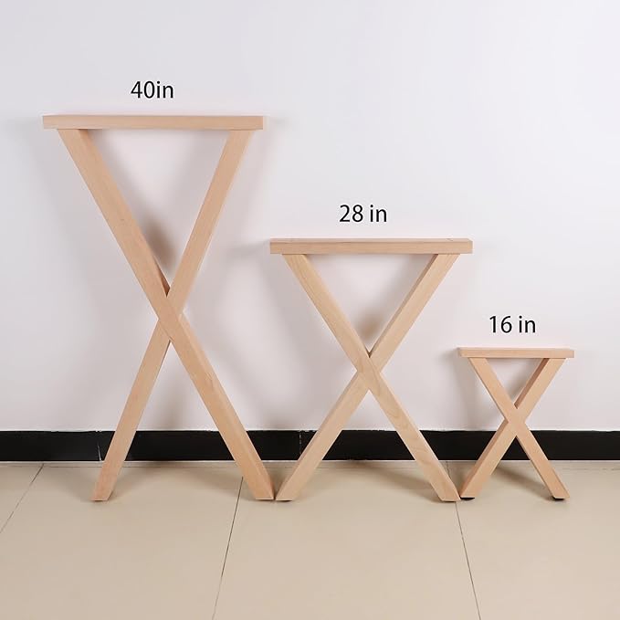 40" Wood Furniture Legs, Bench, Desk and Coffee Table Replacement Legs, Heavy Duty Furniture Feet, Square Unfinished Wooden Legs Set of 2, Home DIY Legs with Adjustable Levelers Screw-X Design