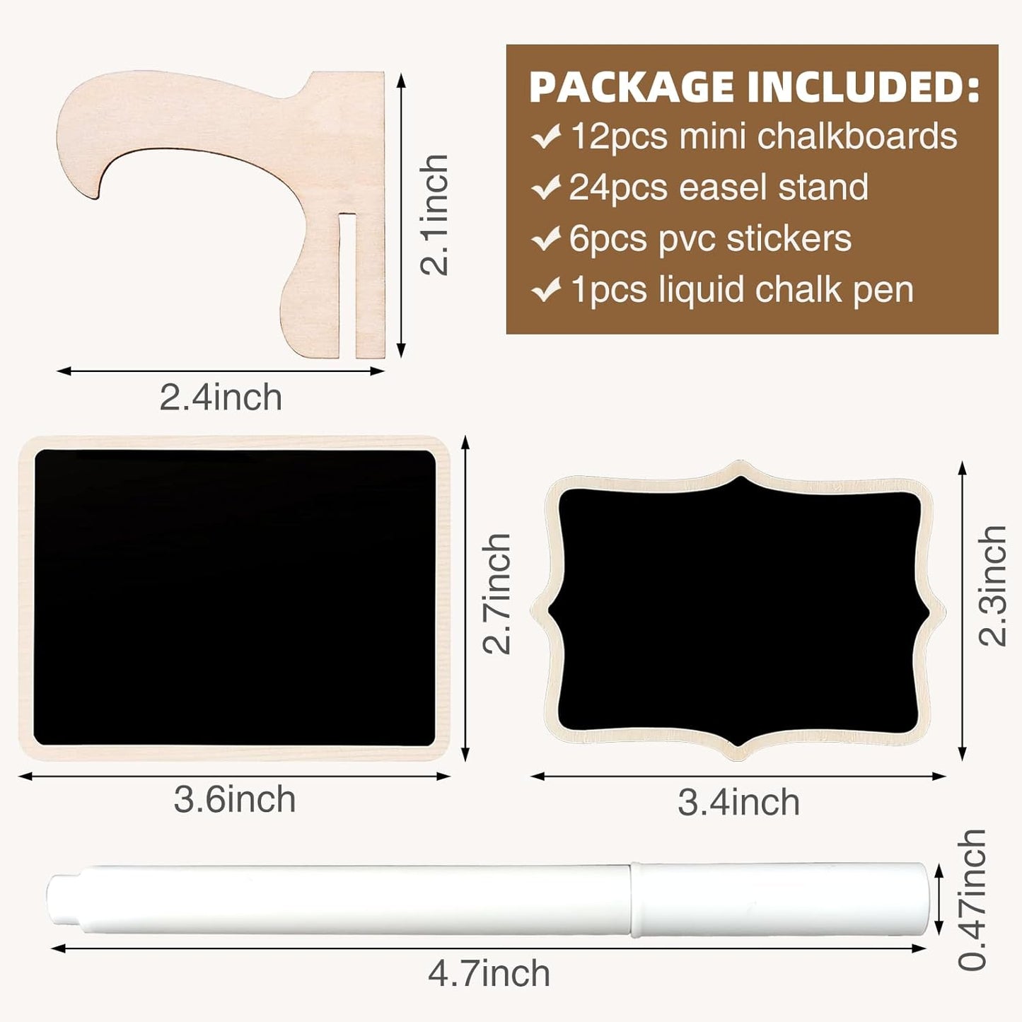 Skiennix Mini Chalkboard Signs - 12 Pcs Small Wooden Labels with Easel Stand | Perfect for Weddings & Events