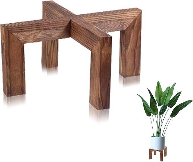 Indoor Plant Stand, Wooden Flower Pot Holder, suitable for 5-12 inch flower pots, Home and Garden (Wood Color-1 pack)