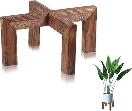 Indoor Plant Stand, Wooden Flower Pot Holder, suitable for 5-12 inch flower pots, Home and Garden (Wood Color-1 pack)