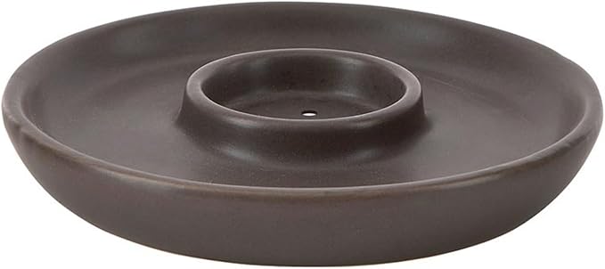 47th & Main Votive and Incense Candle Holders for Candlesticks, Ceramic Modern Decorative Candle Holder for Dining Table Centerpiece, 5" Diameter x .75" Tall, Brown