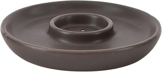 47th & Main Votive and Incense Candle Holders for Candlesticks, Ceramic Modern Decorative Candle Holder for Dining Table Centerpiece, 5" Diameter x .75" Tall, Brown