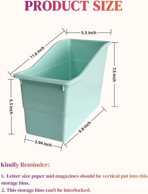 RAUVOLFIA 6 Pack Book Bins - Durable Plastic Vertical Organizer for Classroom & Office | Boho Style