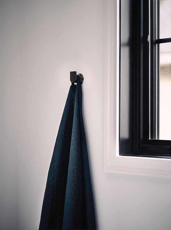 Matte Black Bathroom Towel Hook Genta LX Modern Single Robe or Towel Hanger for Kitchen or Bathroom