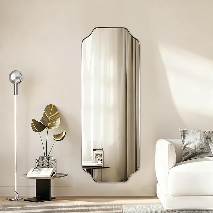 ANDY STAR 18" x 48" Full Length Wall Mirror, Large Brushed Nickel Bathroom Mirror, Modern Full Body Decorative Mirror with Anti-Rust Stainless Steel Frame, Ideal for Bathroom, Bedroom, Living Room