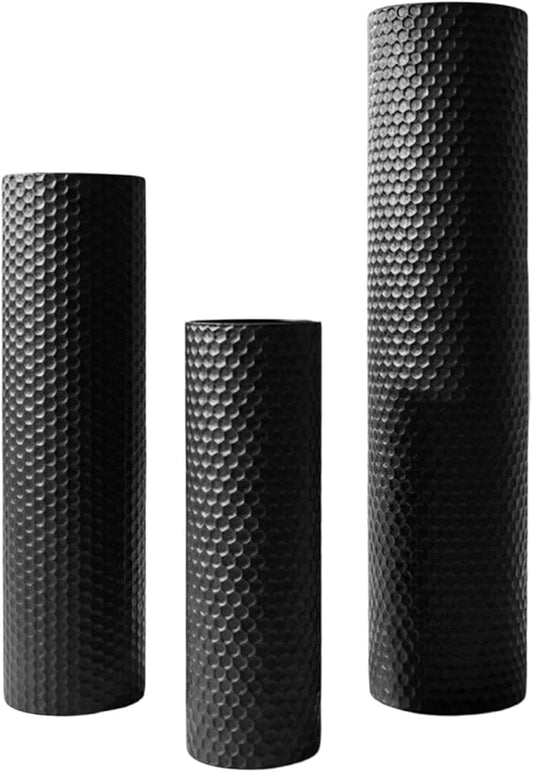 Qianly 3 Pieces Floor Vases Set Flower Container, Creative, Floor Standing Decorative Cylinder Vase for Corner Bedroom Fireplace