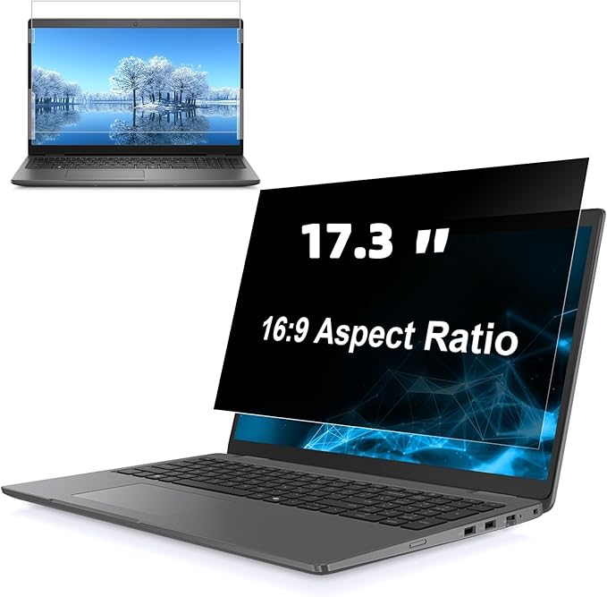 Hoktods 17.3 Inch 16:9 Laptop Privacy Screen Filter, Computer Monitor Privacy Shield, Anti Scratch Anti Spy Anti Glare Blue Light Screen Protector