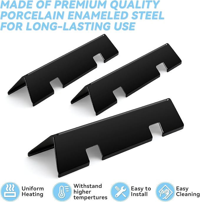Webonbake 15.3 inch Flavorizer Bars for Weber GS4 Spirit II & I E210 S210 E220 S220 Grill with Front Control Knobs, Porcelain Enameled Steel Heat Plate Flavor Bar Replacement for 7635, 3 Pack