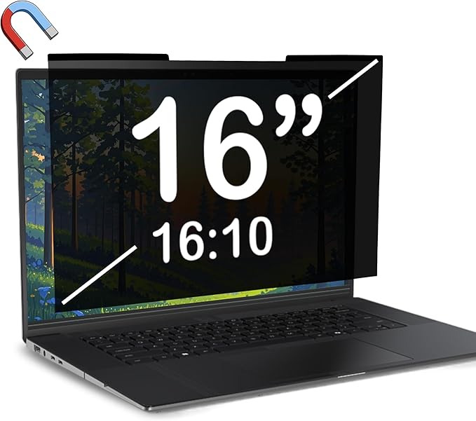 Magnetic Laptop Privacy Screen 16 inch for 16:10 Computer Monitor, Removable Anti-Glare Screen Privacy Shield, Screen Filter and Protector for Laptop (13 9/16" × 8 1/2"), Fits (WUXGA 1920×1200)