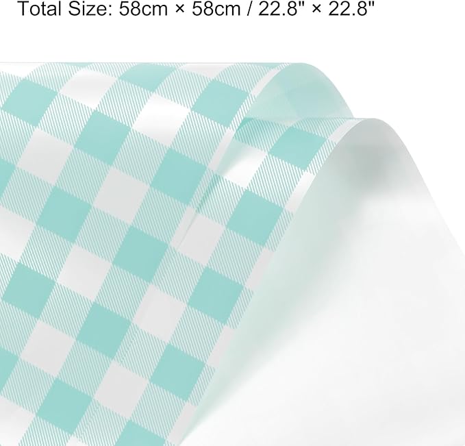 MECCANIXITY Flower Wrapping Paper Waterproof Floral Wrap Plaid Pale Blue Gift Packaging 22.8 x 22.8 Inch Used for DIY Crafts Bouquet Packaging 10 Pcs