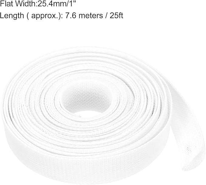 uxcell Expandable Sleeving, 1-inch 25ft Cable Sleeve, White