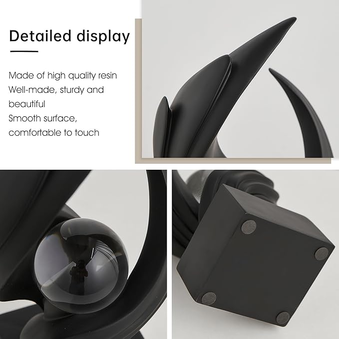 FJS Home Decor Modern Art Statue Decor, Coffee Table Bookshelf Shelf Decor Accents, Abstract Swirl-Shaped Sculpture Decorations for Dining Room Living Room Office (Black)