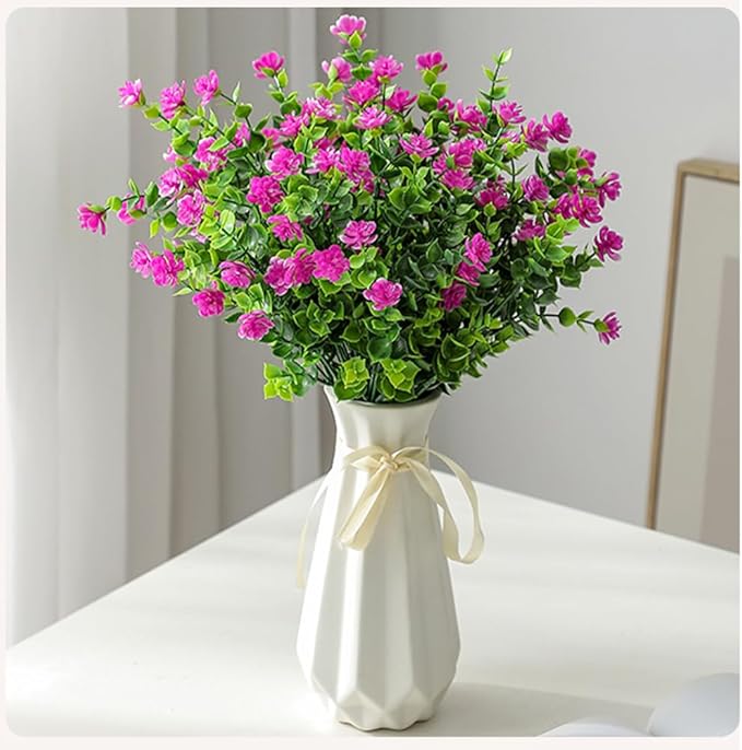 Origami Ceramic Vase with Ribbon, 7.9" H, Artistic Design Flower Vase Geometrical Style for Modern Home Decoration