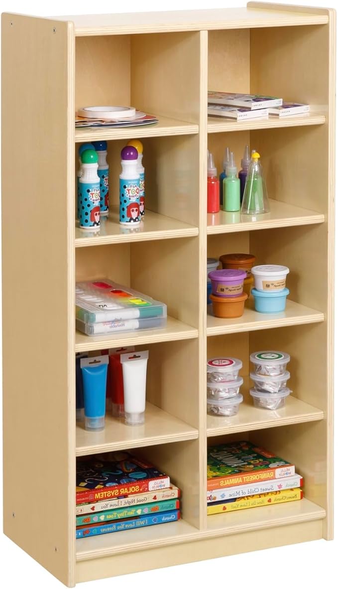OOOK 10-Compartment Montessori Shelf Cubby Shelves, Cubby Storage Organizer for Classroom, Playroom, Living Room, Office, etc