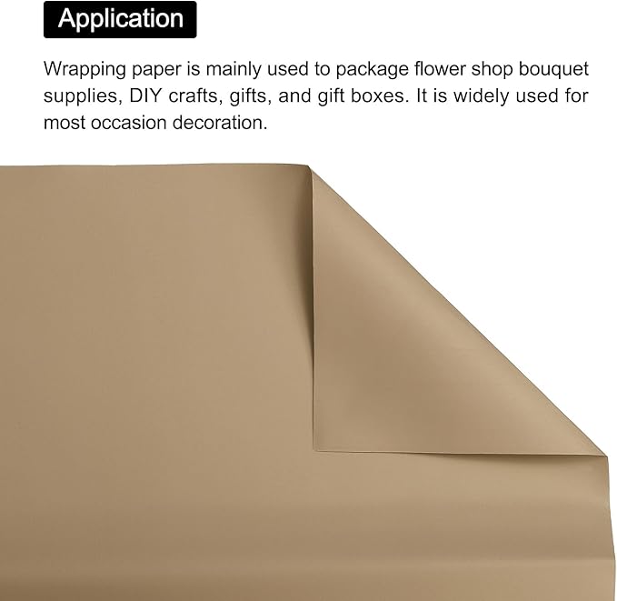 MECCANIXITY Set of 20 Flower Wrapping Paper 22.8x22.8 Inch Waterproof Florists Wrapping Paper for Florist Bouquet Supplies, DIY Crafts, Gift/Gift Box Packaging Brown