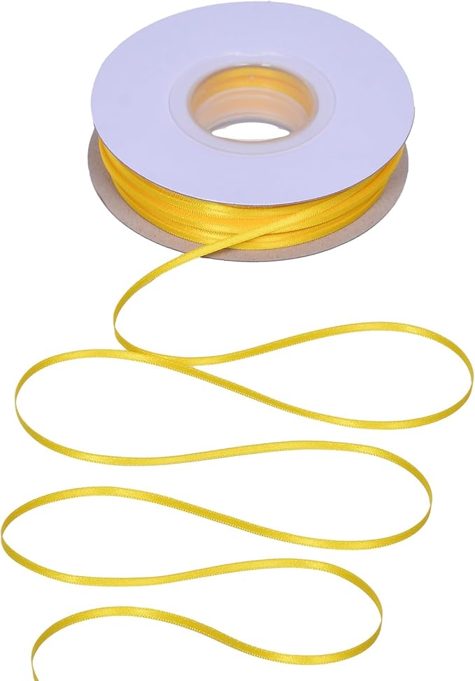 YAMA Yellow Double Faced Satin Ribbon 1/8 Inch 100 Yards Ribbon for Gift Wrapping Crafts Hair Bows Wedding Party Decoration