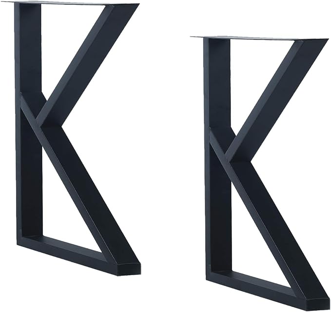 MBQQ 2 Pcs Furniture Legs Rustic Decory K Shape Table Legs,Heavy Duty Metal Desk Legs,Dining Table Legs,Industrial Modern, DIY Iron Bench Legs(H28”xW17.7”)