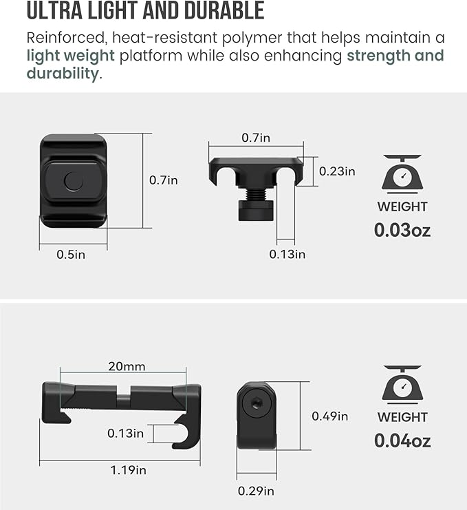 Pressure Switch Cable Management Kit Compatible with M-LOK/Picatinny Rail, Pressure Switch Cable Guides, Cable Clips, Wire Management for Flashlight/Laser, 16 Pack(8 Mlock + 8 Picatinny) - Black