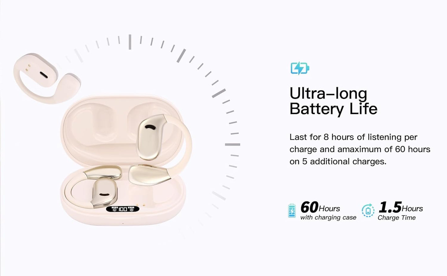 Skiennix Language Translation Earbuds - 3-in-1 Real-Time Translator for 144 Languages | M75 Milk White
