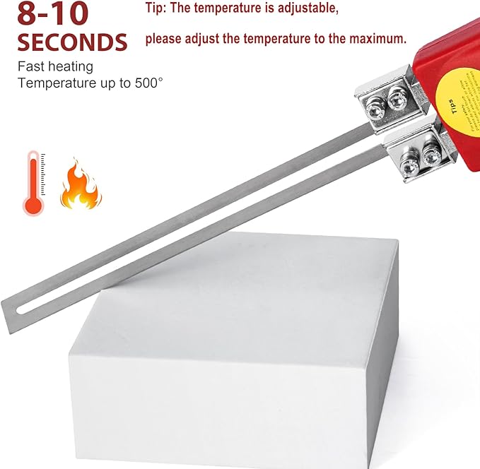 Toemics Electric Hot Knife Foam Cutter – 200W Styrofoam Cutting Tool, 4 Adjustable 50-500°C Blades for Polystyrene, Sponge, Crafts, and Insulation (Red)