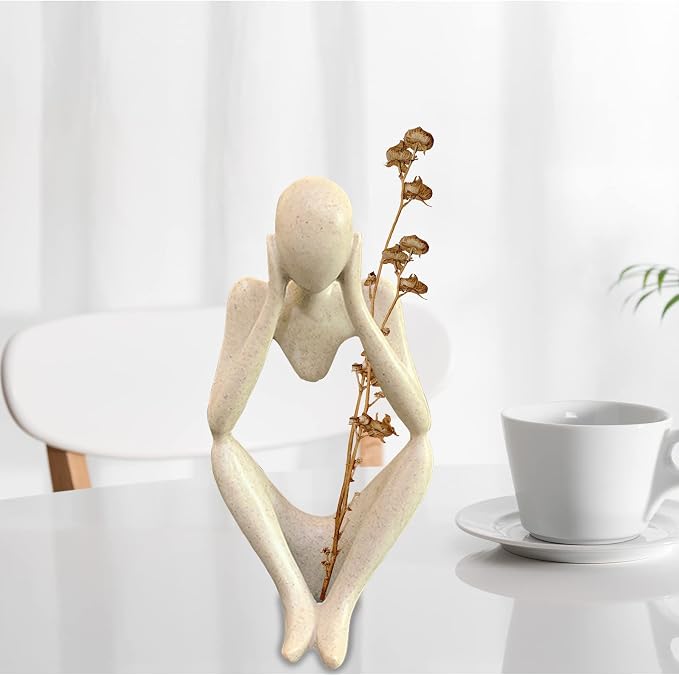 Thinker Statues And Sculptures, Sandstone Resin Thinker Statue Ornaments, Abstract Style Sculptures, Housewarming Gifts, Housewarming Decorations, Living Room Dining Desk Decorations (Middle, Large)