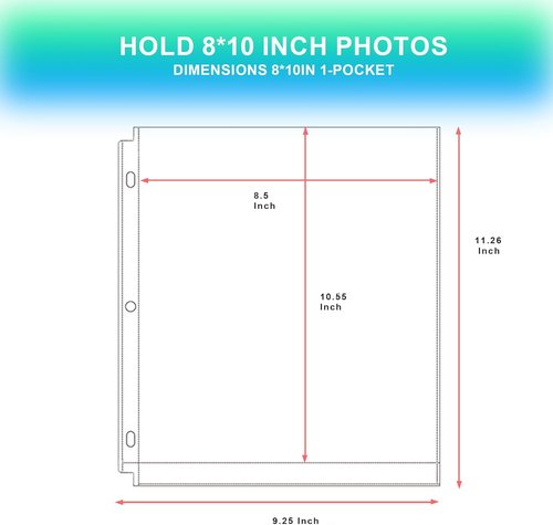 Aegero 50 Pack Photo Sleeves - Heavy-Duty Archival Protectors for 3 Ring Binders | Clear, Acid-Free 8 x 10 Pages