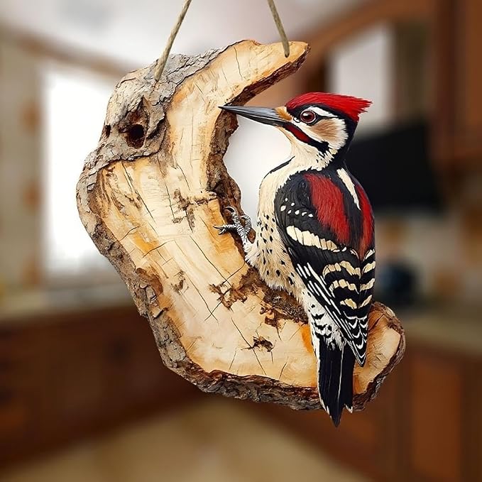 Vintage 2D Bird Wooden Signage, Handmade Boxwood Bird Wall Hanging, Rustic Farmhouse Robin Birds Wall Decor, Garden Flower Birds Market Porch Home Photo Background for Indoor and Outdoor Use