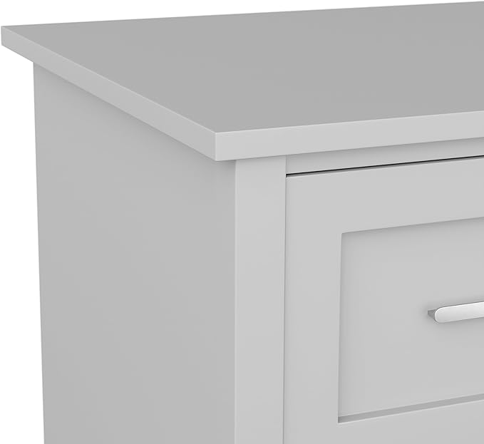Martha Stewart Hutton Shaker Style Home Office Desk with Storage in Gray with Brushed Nickel Hardware