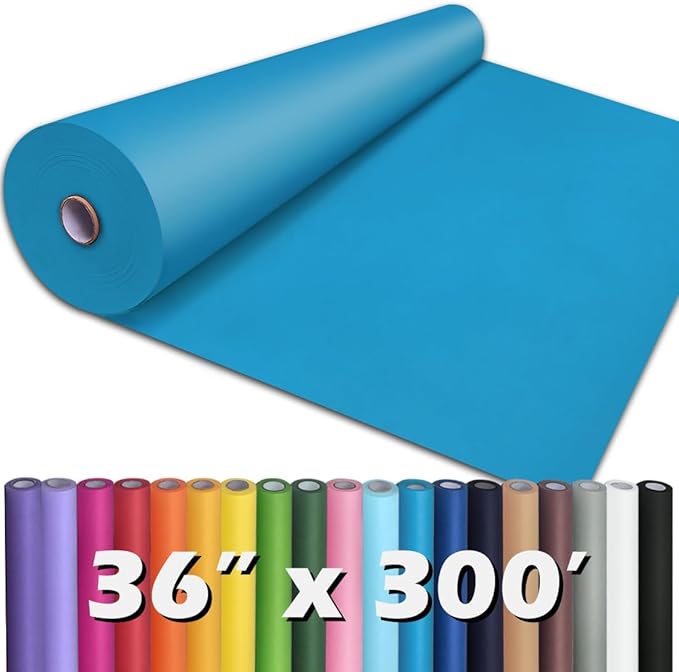 PerkHomy Lake Blue Kraft Paper Roll 36" x 3,600" (300') for Gift Wrapping Bouquet Flower Art Painting Craft Writing Packaging Shipping 80GSM 55LB (Lake Blue, 36" x 300')