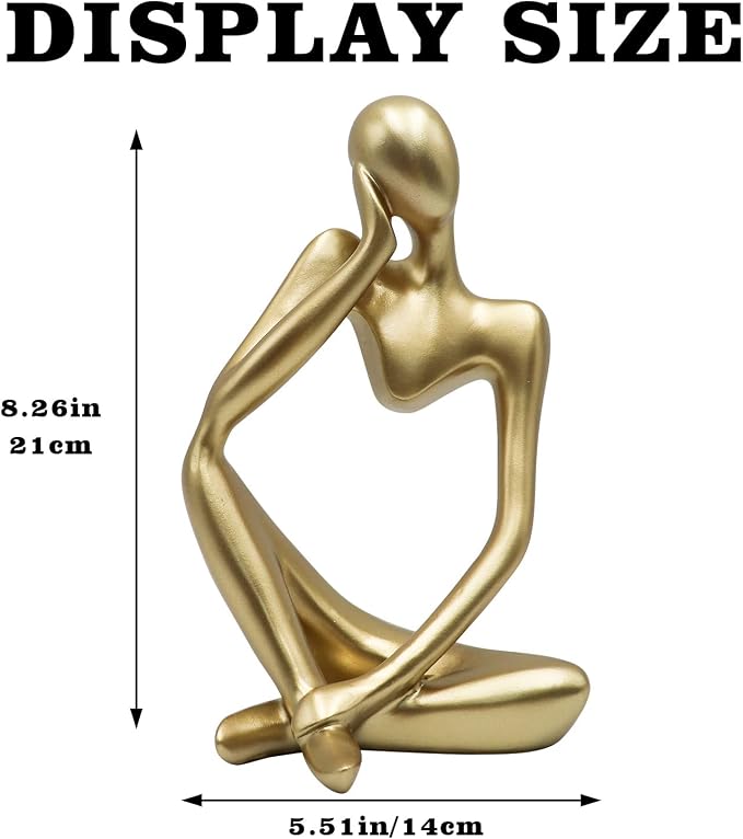 Dnoifne Thinker Statues and Sculptures, Resin Thinker Statue Ornaments, Abstract Style Sculptures, Housewarming Gifts, Housewarming Decorations, Living Room Dining Desk Decorations(Gold Right, Large)