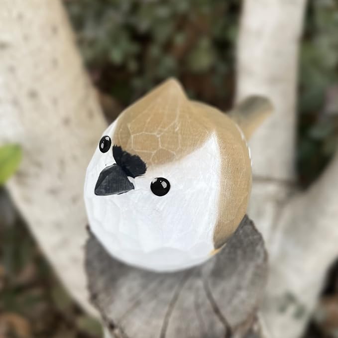 Bird Figurines Hand Carved Painted Wooden Statues for Home Decor, Gift for Bird Lovers,Housewarming, Birthday, Christmas, Anniversaries (NO.13-Tufted Titmouse)