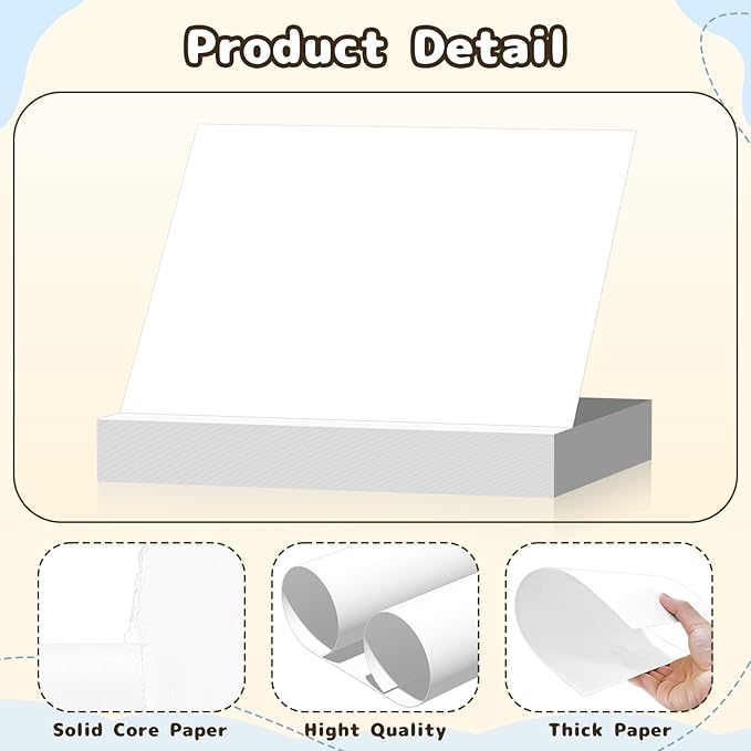 120 Sheets Cardstock 8.5x11, 65lb White Card Stock, White Construction Paper, 180gsm Thick Printer Paper for Printing, Painting, Card Making, Kids School Supplies,Party Decorations