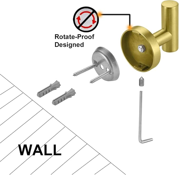 Nolimas Bathroom Towel Hooks SUS 304 Stainless Steel Coat Hook Round Clothes Towel Coat Robe Hook Cabinet Closet Door Sponges Holder for Bath Kitchen Garage Hotel,Wall Mounted,Brushed Gold,6Pack