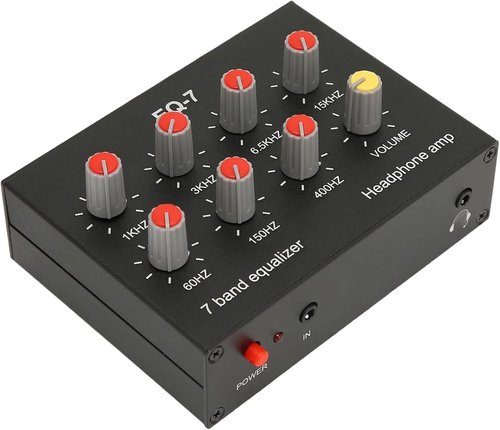 EQ-7 Audio Signal Headset Amplifier - 7 Band Car Audio Equalizer with 12dB Bass Boost | Dual Channel, 3.5mm Interface