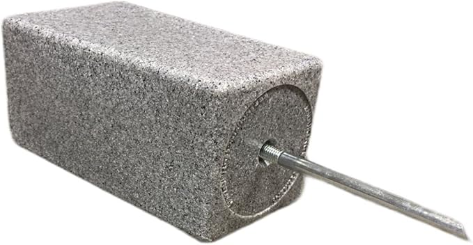 OPTIMUM Square Memorial Cemetery Flower Vase - Plastic (Light Grey Granite) with Metal Ground Spike, Grave Marker, Decorations for Gravesite, Headstone Flowers Holder, Garden Lawn & Yard