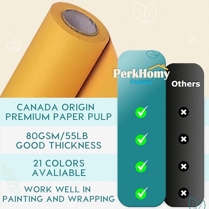 PerkHomy Orange Kraft Paper Roll 48" x 1,800" (150') for Gift Wrapping Bouquet Flower Art Painting Craft Writing Packaging Shipping 80GSM 55LB (Orange, 48" x 150')
