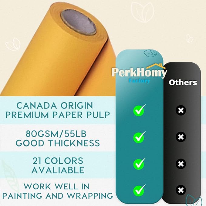 PerkHomy Orange Kraft Paper Roll 36" x 3,600" (300') for Gift Wrapping Bouquet Flower Art Painting Craft Writing Packaging Shipping 80GSM 55LB (Orange, 36" x 300')