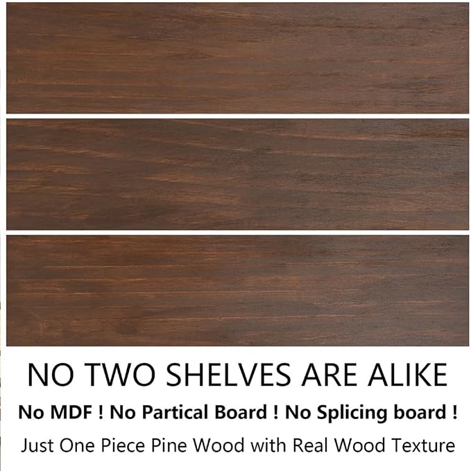Wood Floating Shelves for Wall Set of 3, 22 Inch Rustic Floating Shelf Wall Mount, Solid Wooden Bathroom Floating Shelves for Kitchen, Bedroom, Living Room - Dark Walnut