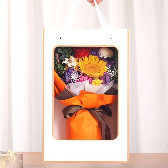 Jtoder Forever Flowers for Delivery, Preserved Flower Bouquets, Long Lasting Orange Sunflower Roses, Gifts Bouquet for Mother Wife Girlfriend on Festivals Birthday Anniversary