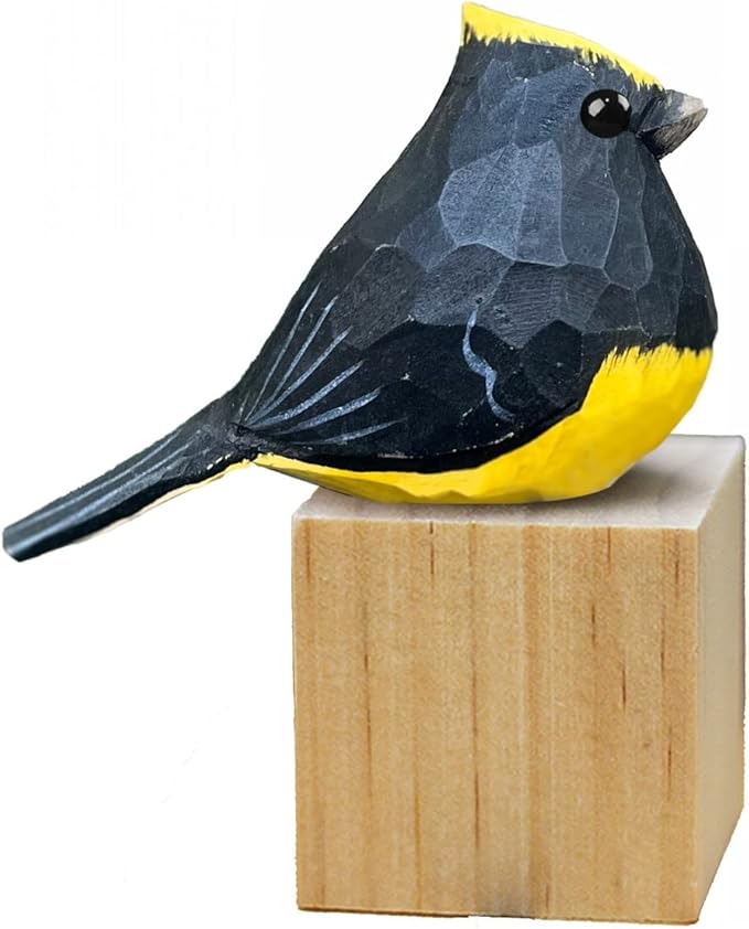 Bird Figurines Hand Carved Painted Wooden Statues for Home Decor, Gift for Bird Lovers,Housewarming, Birthday, Christmas, Anniversaries (NO.19-Sultan tit)