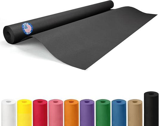 Black Paper Roll 36" x 1200" (100 feet) - USA-Made 50lb Thick Kraft Paper for Packing, Moving, Shipping, Wrapping, Crafts, Arts, Birthday Party - 100% Recycled Gift Wrap Material by IDL Packaging
