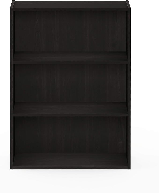 Furinno PASIR Book Shelf, 3-Tier Bookshelf, Storage Shelves Bookcase, 9.7 x 23.7 x 31.5, for Living Room, Bedroom, Home Office, Espresso