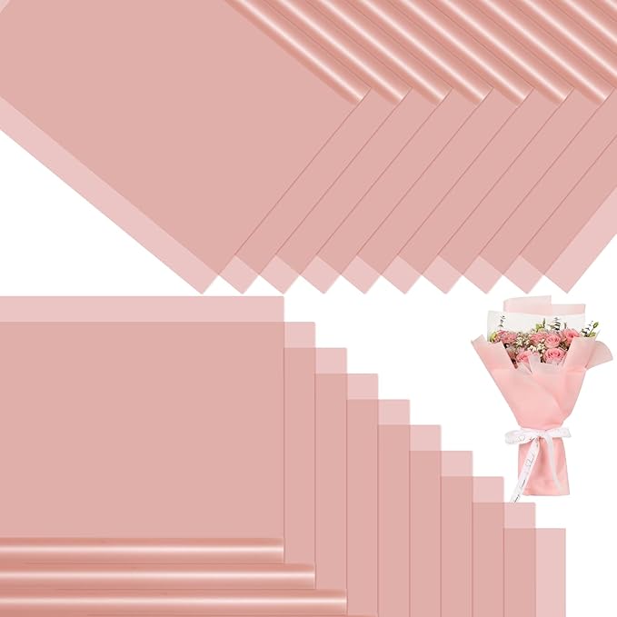 DEWJDFSC 20 Sheets Flower Wrapping Paper,Waterproof Floral Korean Bouquet Wrapping Paper, Florist Supplies, Suitable for Flowers Gift Packaging (Pink-5)