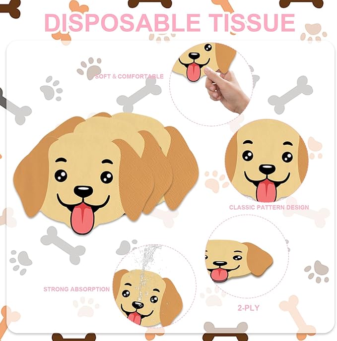 Generic 48Pcs Cute Dog Birthday Party Decorations Plates, Paper and Plastic Construction, Cartoon Style, Dog-Themed Party Supply Pack, Dinner Plates