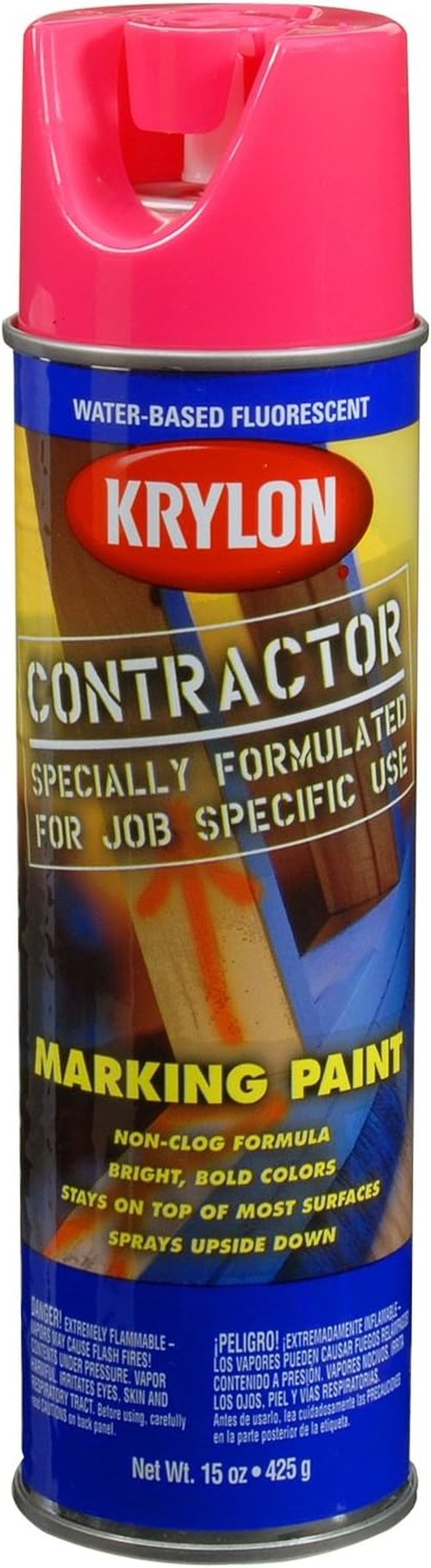 Krylon Fluorescent Pink Marking Paint - High Visibility Spray for Outdoor Use | 12 oz