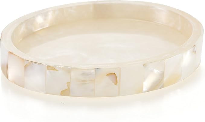 Milano Soap Dish for Bathroom - Decorative Dry Bar Holder Finished in Beautiful Mother of Pearl - Durable Resin Design - Best Dishes for Sink/Bath/Shower/Bathtub Decor