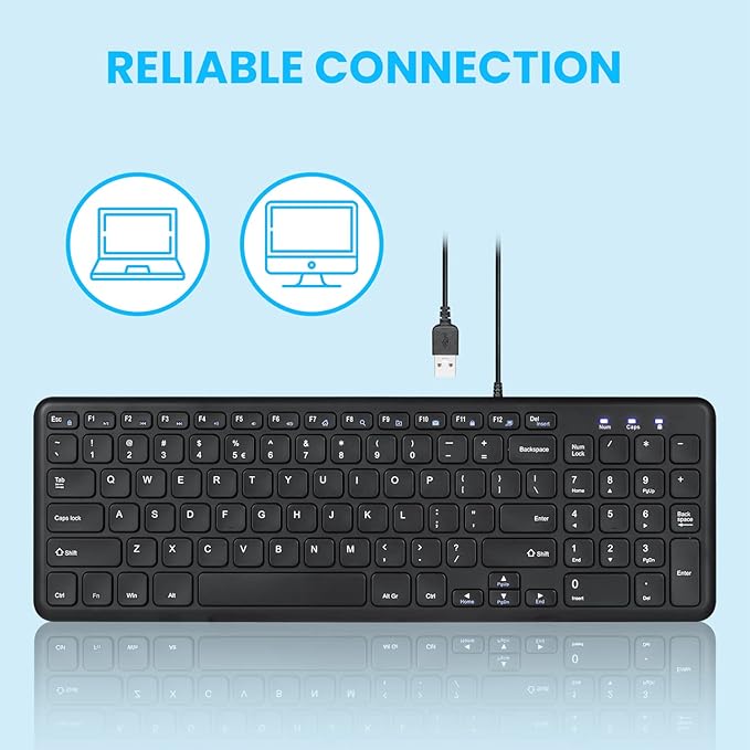Perixx PERIBOARD-213U Wired Silent USB Scissor Keyboard - 14.45x4.76x0.70 Inches Compact Design with Number Pad - Black - US English (PB-213BUS-11738)