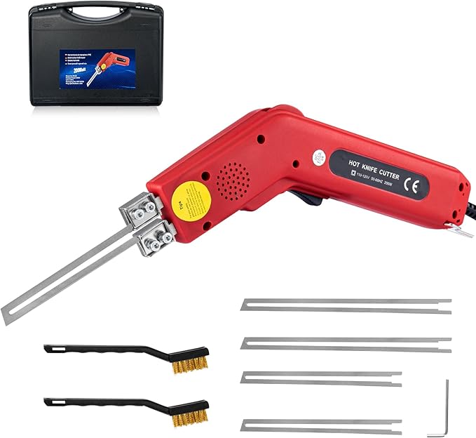 Toemics Electric Hot Knife Foam Cutter – 200W Styrofoam Cutting Tool, 4 Adjustable 50-500°C Blades for Polystyrene, Sponge, Crafts, and Insulation (Red)